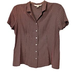 Petite Sophisticate Silk Blouse, Sz. 10, Pink/Gray, Fitted